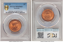British Protectorate. Charles V. Brooke Cent 1937-H MS65 Red PCGS, Heaton mint, KM18. A blazing mint-red example of the type, fully gem in preservatio...