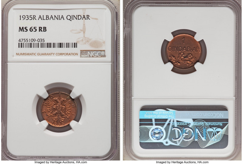 6-Piece Lot of Certified Assorted Issues, 1) Albania: Zog I Qindar Ar 1935-R - M...