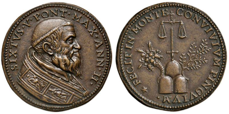 Roma. Sisto V (1585-1590). Medaglia anno II (1586) AE gr. 16,58 diam. 34 mm. Opu...