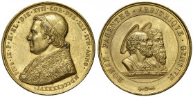 Roma. Pio IX (1846-1878). Medaglia 1846 AE dorato gr. 46,97 diam. 43 mm. Opus Giuseppe Cerbara. Per l'incoronazione. Bartolotti E846. Più di SPL