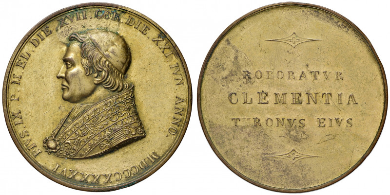Roma. Pio IX (1846-1878). Medaglia anno I/1846 AE dorato gr. 49,13 diam. 48 mm. ...
