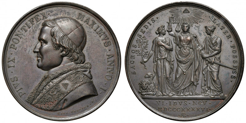 Roma. Pio IX (1846-1878). Medaglia anno I/1846 AE gr. 47,68 diam. 43 mm. Opus Gi...