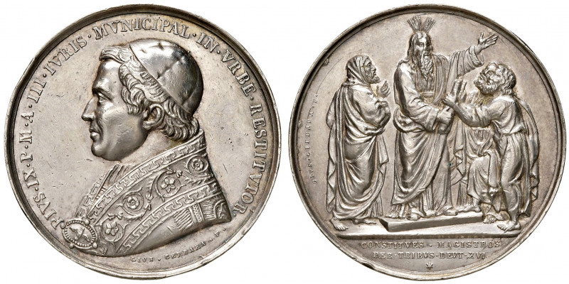 Roma. Pio IX (1846-1878). Medaglia anno III (1848) AG gr. 32,32 diam. 43 mm. Opu...