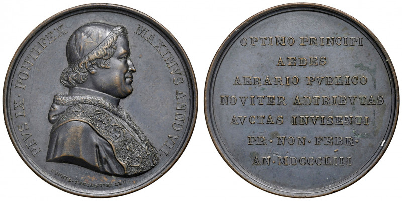 Roma. Pio IX (1846-1878). Medaglia anno VII/1853 AE gr. 38,48 diam. 43 mm. Opus ...