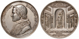Roma. Pio IX (1846-1878). Medaglia anno VIII/1853 AG gr. 34,86 diam. 43 mm. Opus Giuseppe Cerbara. Per i lavori di ampliamento del Museo Lateranense. ...