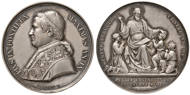 Roma. Pio IX (1846-1878). Medaglia anno IX (1854) AG gr. 33,36 diam. 43 mm. Opus...