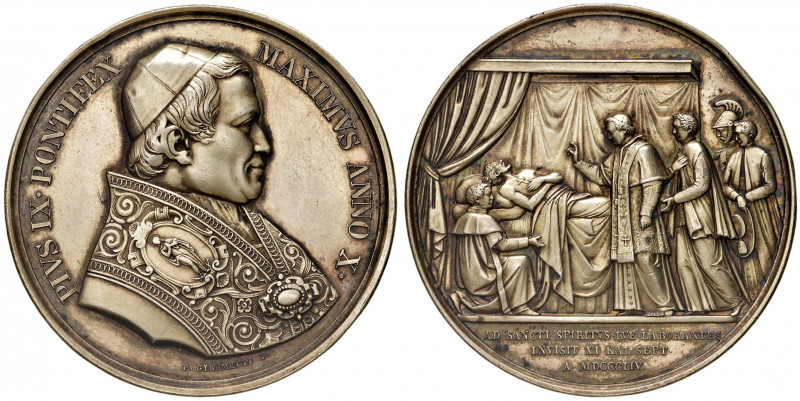 Roma. Pio IX (1846-1878). Medaglia anno X (1855) AG gr. 33,44 diam. 43 mm. Opus ...