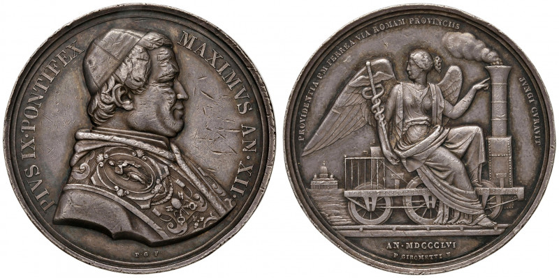 Roma. Pio IX (1846-1878). Medaglia anno XII (1857) AG gr. 34,17 diam. 43 mm. Opu...