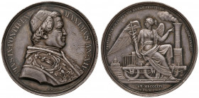 Roma. Pio IX (1846-1878). Medaglia anno XII (1857) AG gr. 34,17 diam. 43 mm. Opus Pietro Girometti. Per l'inaugurazione della prima ferrovia pontifici...