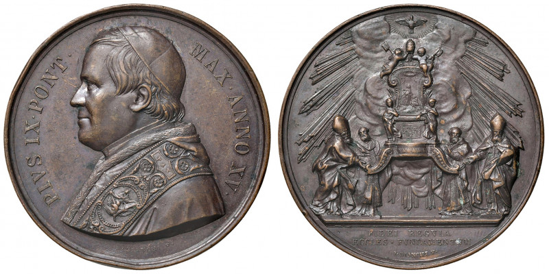 Roma. Pio IX (1846-1878). Medaglia anno XV (1860) AE gr. 34,30 diam. 43 mm. Opus...