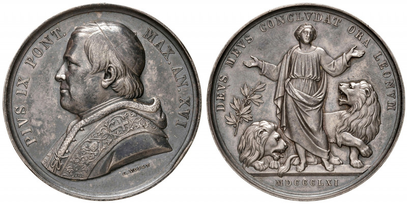 Roma. Pio IX (1846-1878). Medaglia anno XVI/1861 AG gr. 33,52 diam. 43 mm. Opus ...
