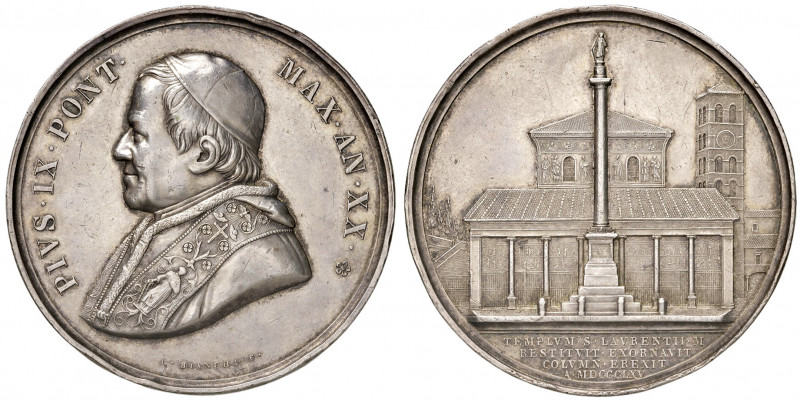 Roma. Pio IX (1846-1878). Medaglia anno XX/1865 AG gr. 34,04 diam. 43 mm. Opus C...