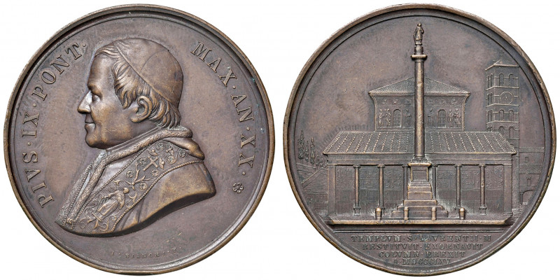 Roma. Pio IX (1846-1878). Medaglia anno XX/1865 AE gr. 33,24 diam. 43 mm. Opus C...