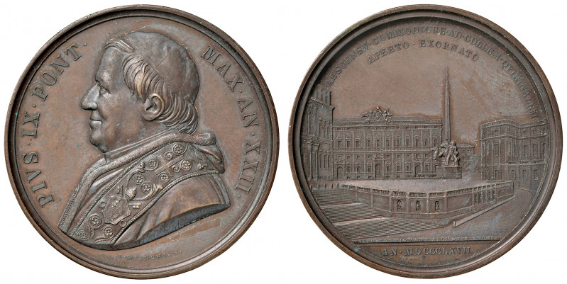 Roma. Pio IX (1846-1878). Medaglia anno XXII/1867 AE gr. 34,92 diam. 43 mm. Opus...