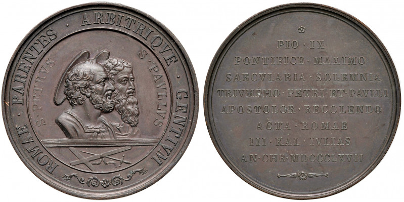 Roma. Pio IX (1846-1878). Medaglia 1867 AE gr. 49,26 diam. 48 mm. Opus Carlo Voi...