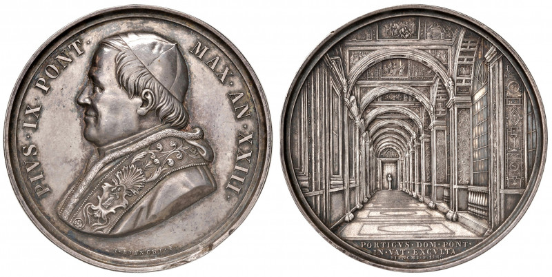 Roma. Pio IX (1846-1878). Medaglia anno XXIII/1868 AG gr. 34,33 diam. 43 mm. Opu...
