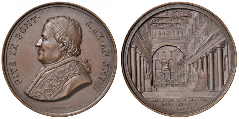 Roma. Pio IX (1846-1878). Medaglia anno XXVIII (1873) AE gr. 36,86 diam. 43 mm. ...