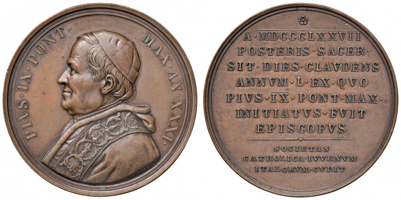 Roma. Pio IX (1846-1878). Medaglia anno XXXI AE gr. 39,65 diam. 43 mm. Opus Gius...