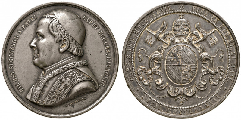Roma. Pio IX (1846-1878). Medaglia 1877 Peltro gr. 82,83 diam. 60 mm. Opus Franz...