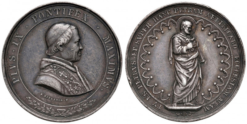 Roma. Pio IX (1846-1878). Medaglia AG gr. 22,14 diam. 37 mm. Opus Filippo Speran...