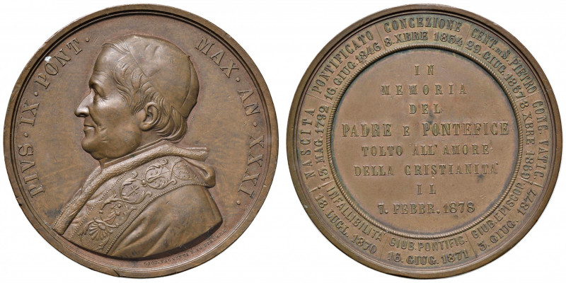 Roma. Pio IX (1846-1878). Medaglia postuma 1878 AE gr. 60,20 diam. 51 mm. Opus G...