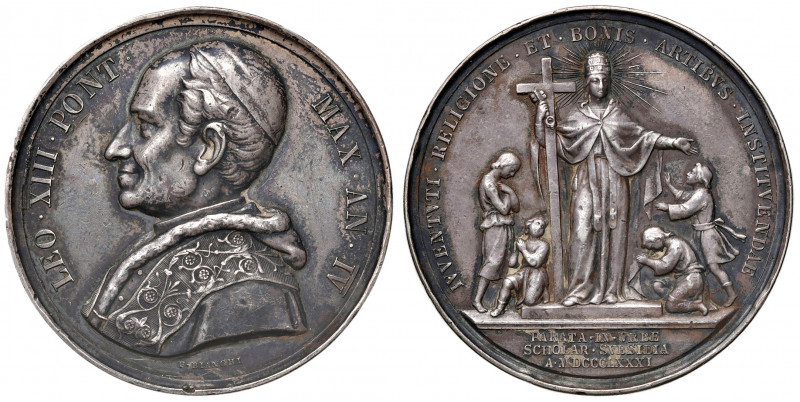 Roma. Leone XIII (1878-1903). Medaglia anno IV/1881 AG gr. 32,90 diam. 44 mm. Op...
