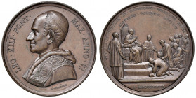 Roma. Leone XIII (1878-1903). Medaglia anno VI (1883) AE gr. 39,91 diam. 44 mm. Opus Francesco Bianchi. Per l'omaggio dei pellegrini slavi dal papa. B...