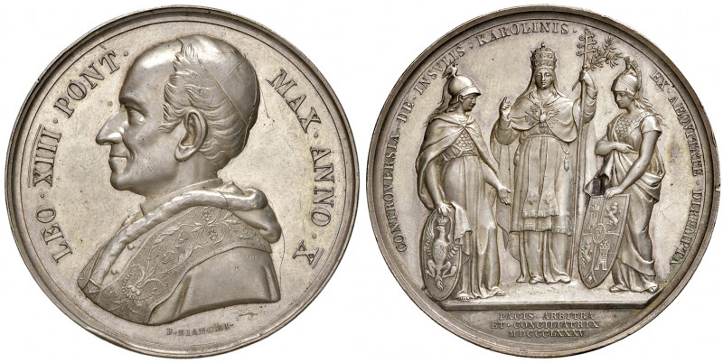 Roma. Leone XIII (1878-1903). Medaglia anno X (1887) AG gr. 35,43 diam. 44 mm. O...