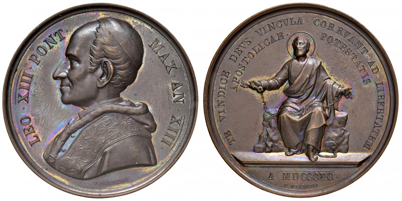 Roma. Leone XIII (1878-1903). Medaglia anno XIII (1890) AE gr. 39,06 diam. 44 mm...