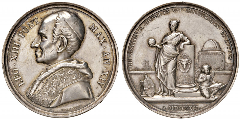 Roma. Leone XIII (1878-1903). Medaglia anno XIV/1891 AG gr. 36,40 diam. 44 mm. O...
