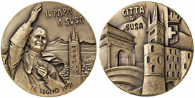 Roma. S. Giovanni Paolo II (1978-2005). Medaglia 1991 AE gr. 85,77 diam. 51 mm. Opus Maurizio Baldessari. Visita alla città di Susa. FDC