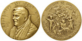 Roma. Benedetto XVI (2005-2013). Medaglia anno II/2006 AE dorato gr. 124,49 diam. 60 mm. Opus Amalia Mistichelli. Per la festa della venuta in onore d...