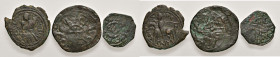 Italia meridionale. Epoca normanna. Lotto di tre monete. Mileto. Ruggero I gran conte (1085-1101). Trifollaro CU. Follaro (2) CU. Rare. Da MB a BB