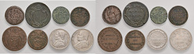 Stato Pontificio. Lotto otto monete. Clemente XII (1730-1740). Gubbio. Quattrino CU. Benedetto XIV (1740-1758). Ravenna. Mezzo baiocco CU. Quattrino C...