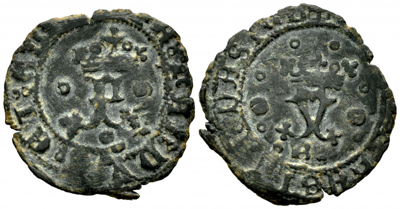 Catholic Kings (1474-1504). Blanca. Burgos. (Cal-2). Ae. 1,01 g. Very rare. VF. ...
