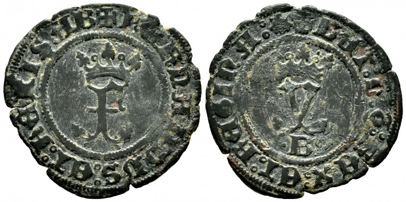 Catholic Kings (1474-1504). Blanca. Burgos. (Cal-3). (Rs-73). Ae. 1,33 g. Scallo...