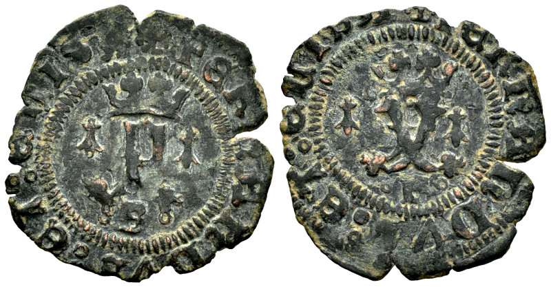 Catholic Kings (1474-1504). Blanca. Burgos. (Cal-5). (Rs-82 var). Ae. 0,97 g. Mi...