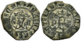 Catholic Kings (1474-1504). Blanca. Cuenca. P. (Cal-19). (Rs-503). Ae. 1,23 g. VF. Est...18,00. 

Spanish Description: Fernando e Isabel (1474-1504)...