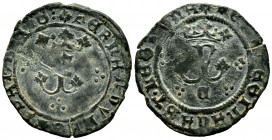 Catholic Kings (1474-1504). Blanca. Cuenca. (Cal-28). (Rs-530). Ae. 1,52 g. VF. Est...20,00. 

Spanish Description: Fernando e Isabel (1474-1504). B...