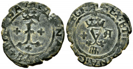Catholic Kings (1474-1504). Blanca. Segovia. A. (Cal-41). (Rs-633). Ae. 1,61 g. VF. Est...20,00. 

Spanish Description: Fernando e Isabel (1474-1504...
