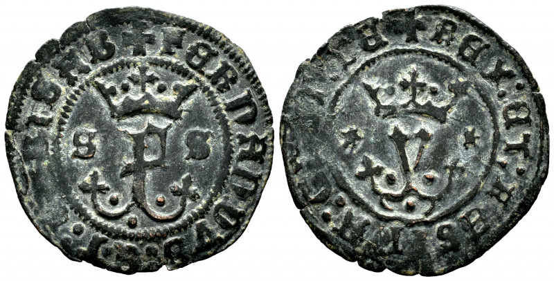 Catholic Kings (1474-1504). Blanca. Sevilla. (Cal-0,91). (Rs-753). Ae. 1,45 g. S...