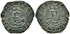 Catholic Kings (1474-1504). Blanca. Toledo. M. (Cal-53). (Rs-838). Ae. 1,15 g. M en anverso y T en reverso. VF. Est...15,00. 

Spanish Description: ...