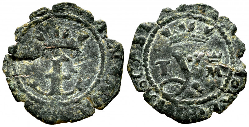 Catholic Kings (1474-1504). Blanca. Toledo. M. (Cal-53 variante). Rev.: T-M coro...