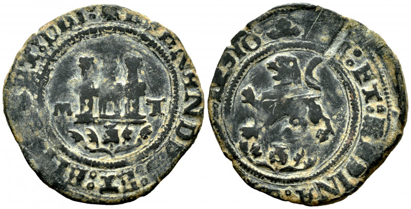 Catholic Kings (1474-1504). 2 maravedis. Toledo. T. (Cal-112). (Rs-777). Ae. 3,9...