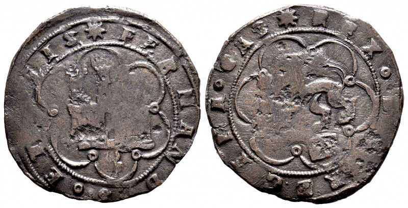 Catholic Kings (1474-1504). 4 maravedis. Segovia. (Cal-149). (Rs-604). Anv.: ✸ F...