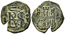 Philip II (1556-1598). Blanca. Cuenca. (Cal-35 var). (Jarabo-Sanahuja-A118). Ae. 0,87 g. C turned in reverse. Very rare. Choice VF. Est...60,00. 

S...