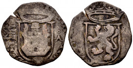 Philip II (1556-1598). Cuartillo. Valladolid. A. (Cal-82). Ae. 2,82 g. Rare. Choice F. Est...50,00. 

Spanish Description: Felipe II (1556-1598). Cu...