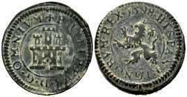Philip II (1556-1598). 2 maravedis. 1598. Segovia. (Cal-87). (Jarabo-Sanahuja-B13). Ae. 3,83 g. Without mintmark and value indication. Choice VF. Est....