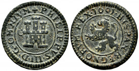 Philip III (1598-1621). 2 maravedis. 1602. Segovia. C. (Cal-182). (Jarabo-Sanahuja-C40). Ae. 2,67 g. Choice VF. Est...25,00. 

Spanish Description: ...