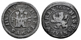 Philip III (1598-1621). 2 maravedis. 1607. Segovia. (Cal-192). Ae. 1,84 g. Almost VF. Est...20,00. 

Spanish Description: Felipe III (1598-1621). 2 ...